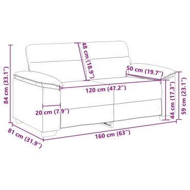 vidaXL Διθέσιος Καναπές Κόκκινος 160x81x84cm Ύφασμα