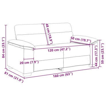 vidaXL Διθέσιος Καναπές Γκρι 160x81x84cm από Συνθετικό Δέρμα