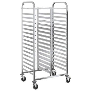 vidaXL Τρόλεϊ Δίσκου με 32 Δοχεία GN 75x55x162,5cm από Ανοξείδωτο Ατσάλι 1 τεμ.