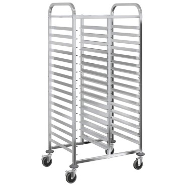 vidaXL Τρόλεϊ Δίσκου με 32 Δοχεία GN 75x55x162,5cm από Ανοξείδωτο Ατσάλι 1 τεμ.
