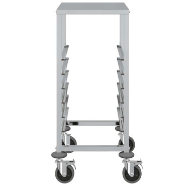 vidaXL Τρόλεϊ Δίσκου με 6 Δοχεία GN 39x55x87cm από Ανοξείδωτο Ατσάλι 1 τεμ.
