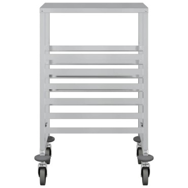 vidaXL Τρόλεϊ Δίσκου με 6 Δοχεία GN 39x55x87cm από Ανοξείδωτο Ατσάλι 1 τεμ.
