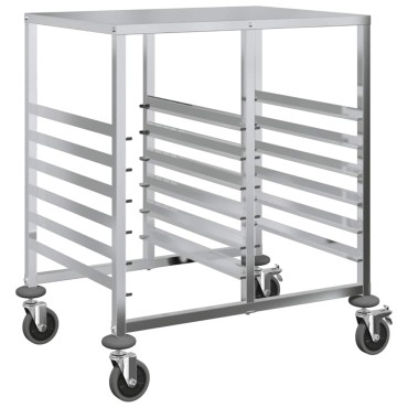 vidaXL Τρόλεϊ Δίσκου με 12 Δοχεία GN 75x55x87cm από Ανοξείδωτο Ατσάλι 1 τεμ.