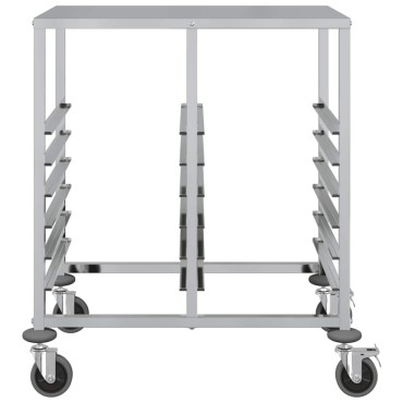 vidaXL Τρόλεϊ Δίσκου με 12 Δοχεία GN 75x55x87cm από Ανοξείδωτο Ατσάλι 1 τεμ.