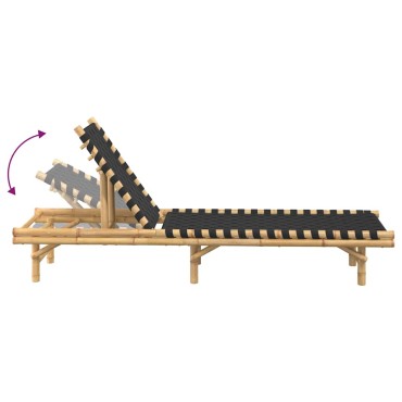 vidaXL Ξαπλώστρα με Μαύρο Υφασμάτινο Ιμάντα 55x200x30cm από Μπαμπού 1 τεμ.