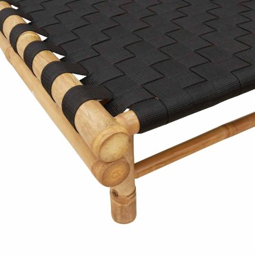 vidaXL Ξαπλώστρα με Μαύρο Υφασμάτινο Ιμάντα 55x200x30cm από Μπαμπού 1 τεμ.