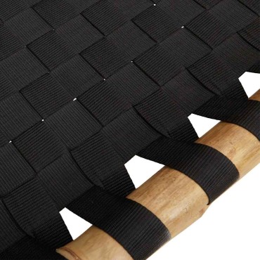 vidaXL Ξαπλώστρα με Μαύρο Υφασμάτινο Ιμάντα 55x200x30cm από Μπαμπού 1 τεμ.