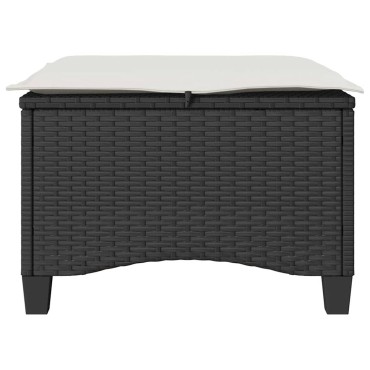 vidaXL Σκαμπό Κήπου με Μαξιλάρια 2 τεμ. Μαύρα 55x55x36cm από Συνθετικό Ρατάν