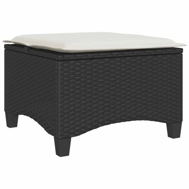 vidaXL Σκαμπό Κήπου με Μαξιλάρια 2 τεμ. Μαύρα 55x55x36cm από Συνθετικό Ρατάν