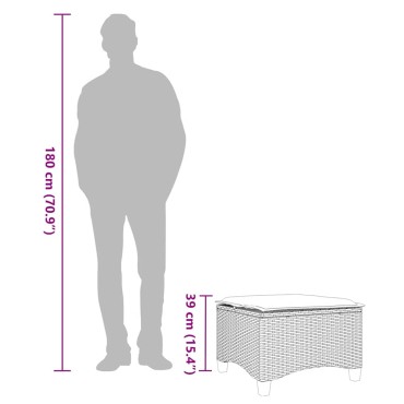 vidaXL Σκαμπό Κήπου με Μαξιλάρια 2 τεμ. Μαύρα 55x55x36cm από Συνθετικό Ρατάν