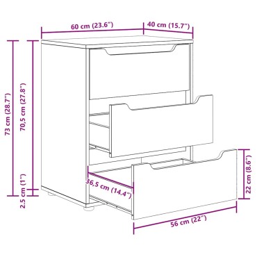 vidaXL Μπουφές VISNES Λευκό 60x40x73cm από Τεχνητό Ξύλο 1 τεμ.