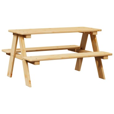 vidaXL Παιδικό Τραπέζι με Πάγκους IRUN 90x79,5x50cm από Μασίφ Ξύλο
