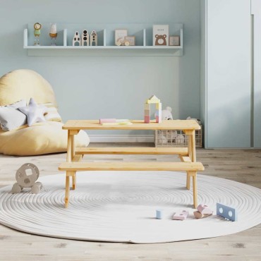 vidaXL Παιδικό Τραπέζι με Πάγκους IRUN 90x79,5x50cm από Μασίφ Ξύλο
