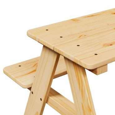 vidaXL Παιδικό Τραπέζι με Πάγκους IRUN 90x79,5x50cm από Μασίφ Ξύλο