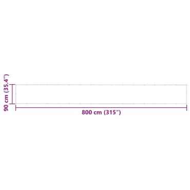 vidaXL Σήτα Μπαλκονιού Κίτρινη και Λευκή Ριγέ 90 x 800 εκ.