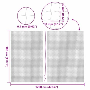 vidaXL Δίχτυ για Γάτες Διαφανές Νάιλον 12x3 μ.