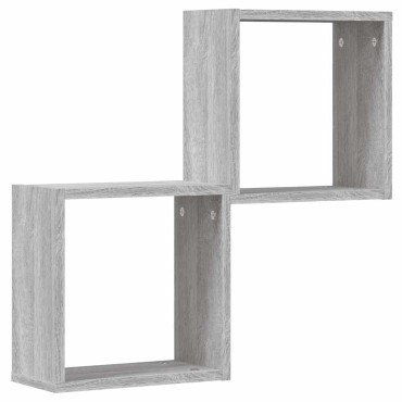 vidaXL Ράφια Τοίχου Κύβοι 2 τεμ. Γκρι Sonoma 30x15x30cm