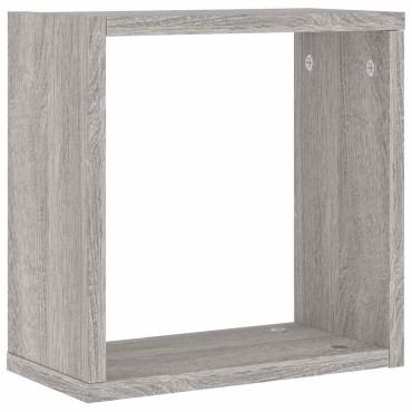 vidaXL Ράφια Τοίχου Κύβοι 2 τεμ. Γκρι Sonoma 30x15x30cm