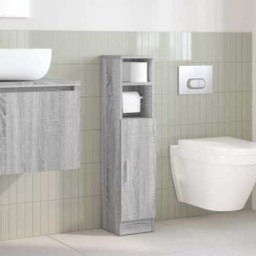 vidaXL Ντουλάπι Μπάνιου με Ρολό Στήριγμα Γκρι Sonoma 20,5x22x90cm