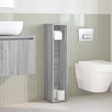 vidaXL Ντουλάπι Μπάνιου με Ρολό Στήριγμα Γκρι Sonoma 20,5x20x90cm