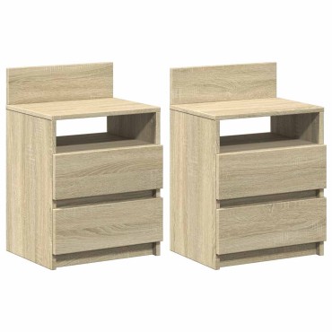 vidaXL Κομοδίνα 2 τεμ. με 2 Συρτάρια, Χρώμα Sonoma Δρυς 40x33x60cm
