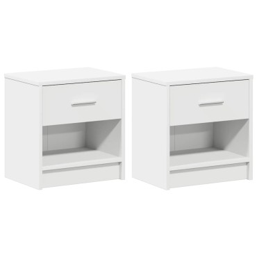 vidaXL Κομοδίνα 2 τεμ. με Συρτάρι Λευκά 39x28x41cm