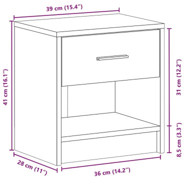 vidaXL Κομοδίνο με Συρτάρι σε Χρώμα Sonoma Δρυς 39x28x41cm 1 τεμ.
