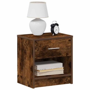 vidaXL Κομοδίνο με Συρτάρι σε Καπνιστή Δρυς 39x28x41cm 1 τεμ.