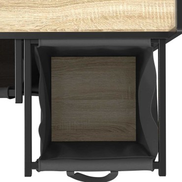 vidaXL Καλάθι Απλύτων με 2 Θέσεις και Ρόδες, Ξύλο Sonoma Δρυς