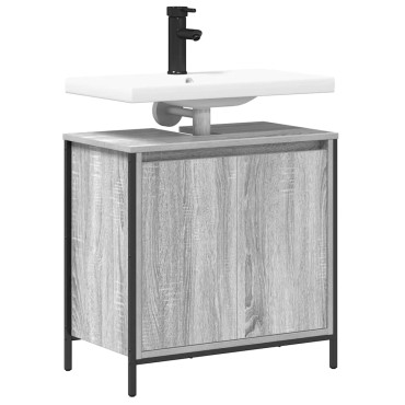 vidaXL Ντουλάπι Νιπτήρα Μπάνιου Γκρι Sonoma 60x34,5x60cm 1 τεμ.