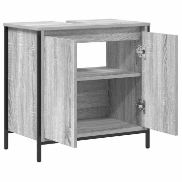 vidaXL Ντουλάπι Νιπτήρα Μπάνιου Γκρι Sonoma 60x34,5x60cm 1 τεμ.