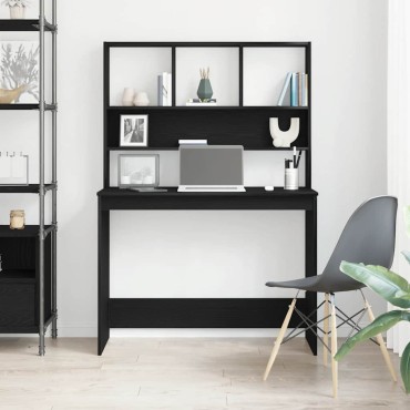 vidaXL Γραφείο με Ράφια Μαύρη Δρυς 102x45x148cm από Τεχνητό Ξύλο 1 τεμ.