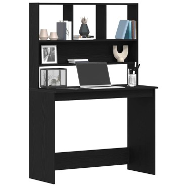 vidaXL Γραφείο με Ράφια Μαύρη Δρυς 102x45x148cm από Τεχνητό Ξύλο 1 τεμ.