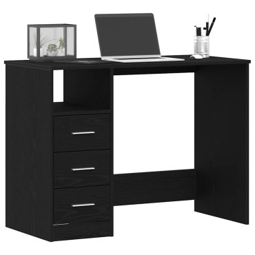 vidaXL Γραφείο με Συρτάρια Μαύρη Δρυς 102x50x76cm από Τεχνητό Ξύλο 1 τεμ.