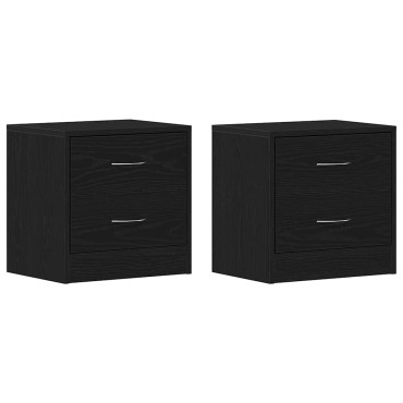 vidaXL Κομοδίνα 2 τεμ. Μαύρη Δρυς 40x30x40cm από Τεχνητό Ξύλο
