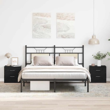 vidaXL Κομοδίνα 2 τεμ. Μαύρη Δρυς 40x30x40cm από Τεχνητό Ξύλο