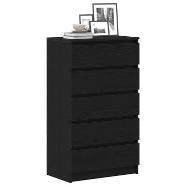 vidaXL Συρταριέρα Μαύρη Δρυς 60x36x103cm από Τεχνητό Ξύλο 1 τεμ.