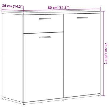 vidaXL Μπουφές από Μαύρη Δρυς 80x36x75cm από Τεχνητό Ξύλο 1 τεμ.