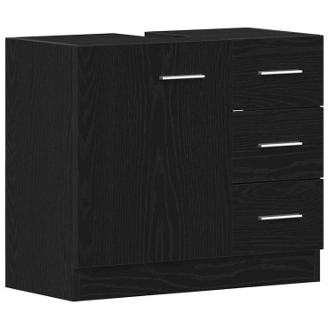 vidaXL Ντουλάπι Νιπτήρα Μαύρο Δρυς 63x30x54cm από Τεχνητό Ξύλο 1 τεμ.