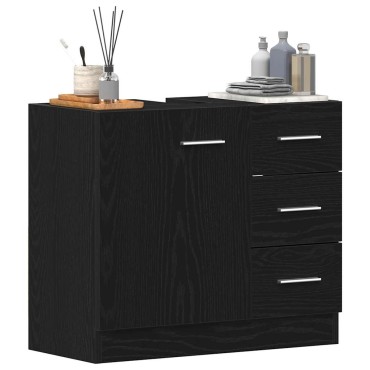 vidaXL Ντουλάπι Νιπτήρα Μαύρο Δρυς 63x30x54cm από Τεχνητό Ξύλο 1 τεμ.