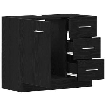 vidaXL Ντουλάπι Νιπτήρα Μαύρο Δρυς 63x30x54cm από Τεχνητό Ξύλο 1 τεμ.
