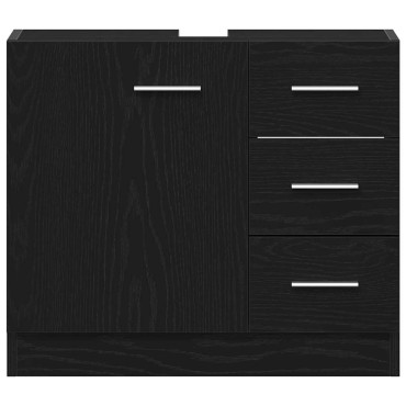 vidaXL Ντουλάπι Νιπτήρα Μαύρο Δρυς 63x30x54cm από Τεχνητό Ξύλο 1 τεμ.