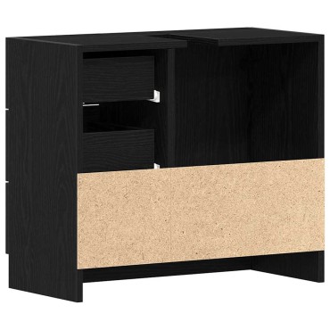 vidaXL Ντουλάπι Νιπτήρα Μαύρο Δρυς 63x30x54cm από Τεχνητό Ξύλο 1 τεμ.