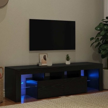 vidaXL Έπιπλο Τηλεόρασης με Φωτιστικά LED Μαύρη Δρυς 140x36,5x40cm από Τεχνητό Ξύλο