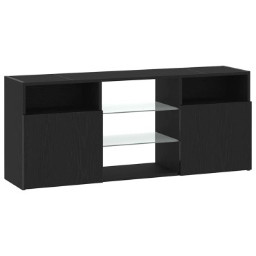 vidaXL Έπιπλο Τηλεόρασης με Φωτιστικά LED Μαύρο Δρυς 120x30x50cm από Τεχνητό Ξύλο
