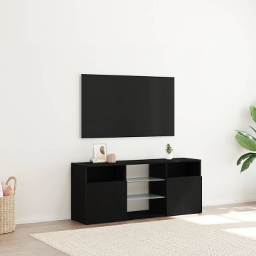 vidaXL Έπιπλο Τηλεόρασης με Φωτιστικά LED Μαύρο Δρυς 120x30x50cm από Τεχνητό Ξύλο