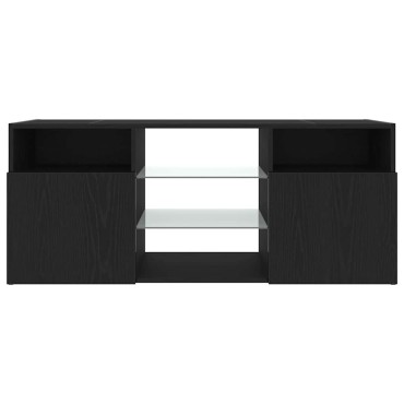 vidaXL Έπιπλο Τηλεόρασης με Φωτιστικά LED Μαύρο Δρυς 120x30x50cm από Τεχνητό Ξύλο