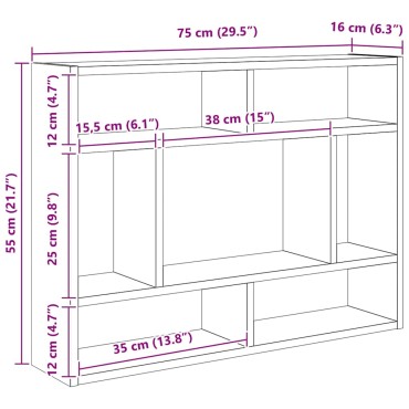 vidaXL Ράφι Τοίχου από Παλιό Ξύλο 75x16x55cm από Τεχνητό Ξύλο 1 τεμ.