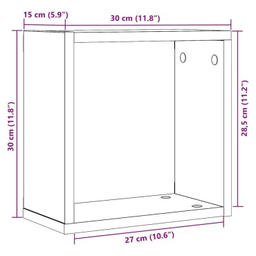 vidaXL Ράφια Τοίχου Κύβοι 4 τεμ. Μαύρο Δρυς 30x15x30cm από Τεχνητό Ξύλο