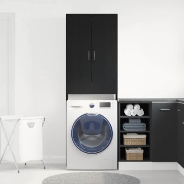 vidaXL Ντουλάπι Πλυντηρίου Ρούχων Μαύρο Δρυς 64x25,5x190 εκ.